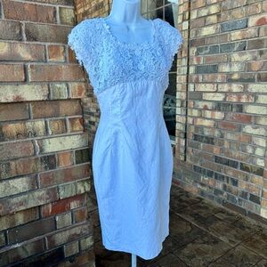 Pia Rucci Vintage 1980's white linen dress with embroidery